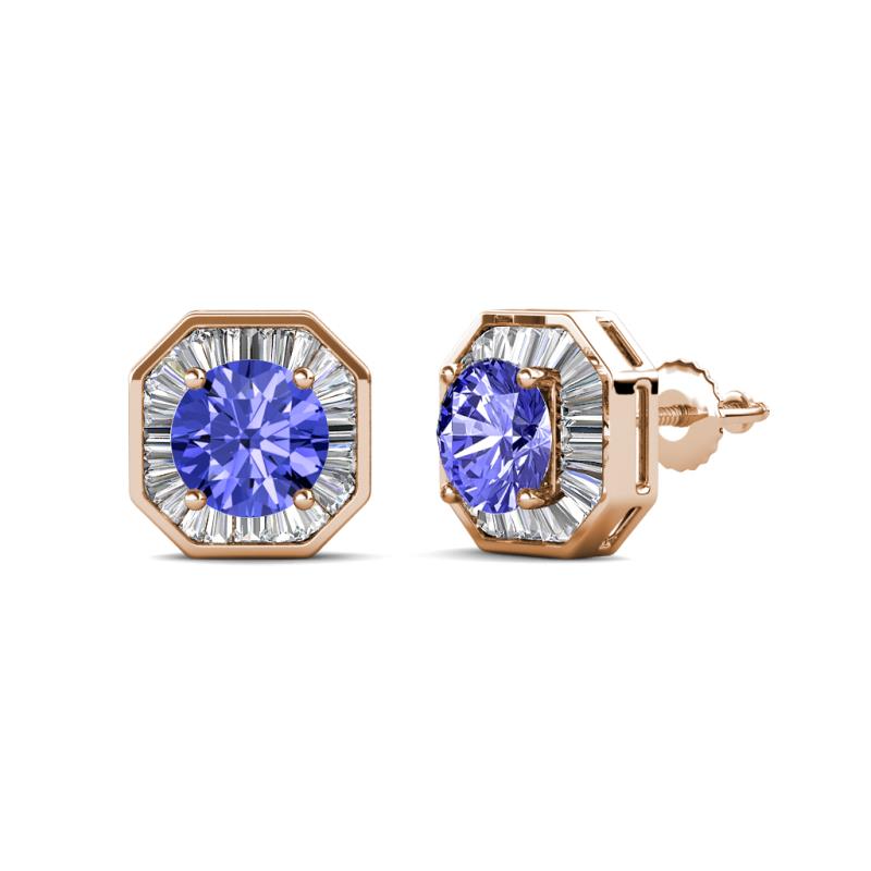 Kaia Tanzanite and Diamond Halo Stud Earrings 