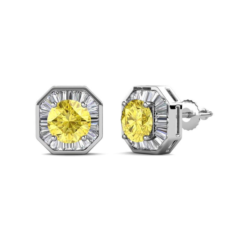 Kaia Yellow Sapphire and Diamond Halo Stud Earrings 