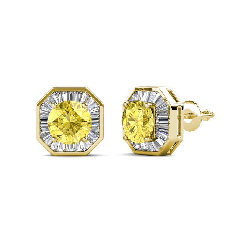 Kaia Yellow Sapphire and Diamond Halo Stud Earrings 