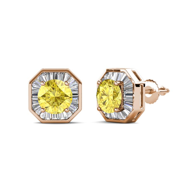 Kaia Yellow Sapphire and Diamond Halo Stud Earrings 