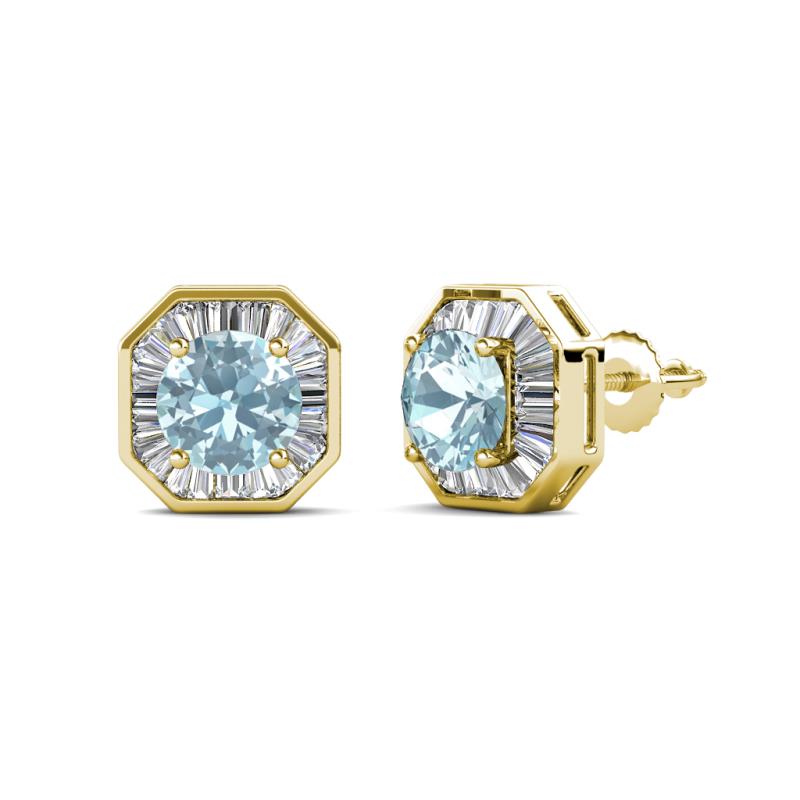 Kaia Aquamarine and Diamond Halo Stud Earrings 