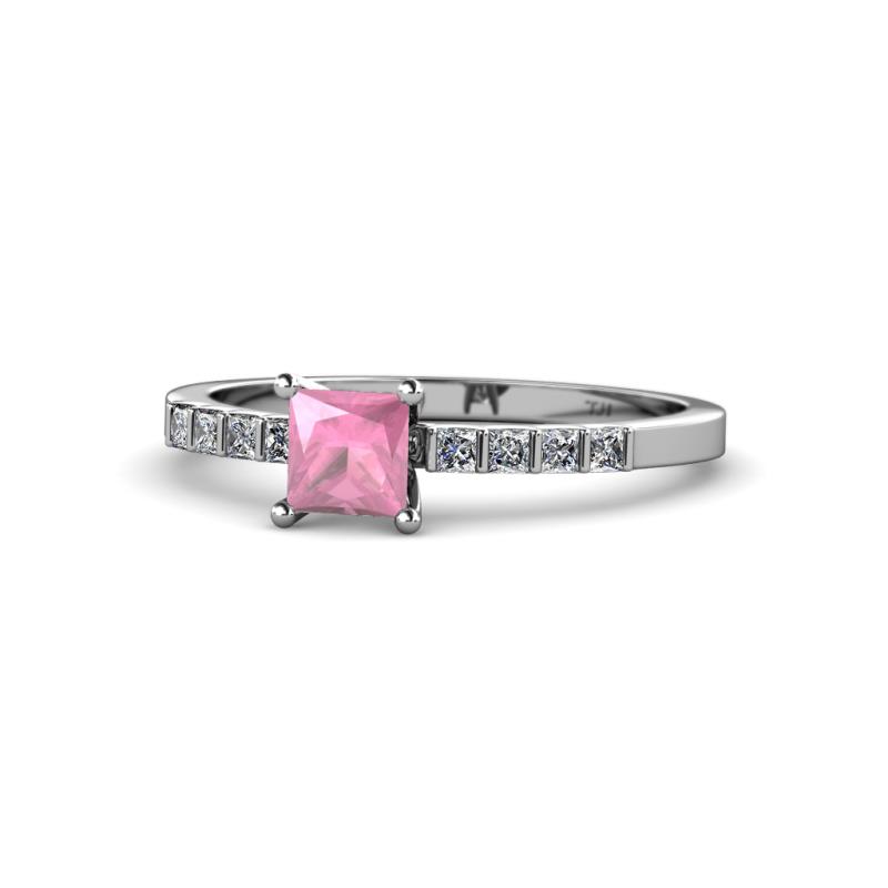 Amra Princess Cut Pink Tourmaline and Diamond Engagement Ring 
