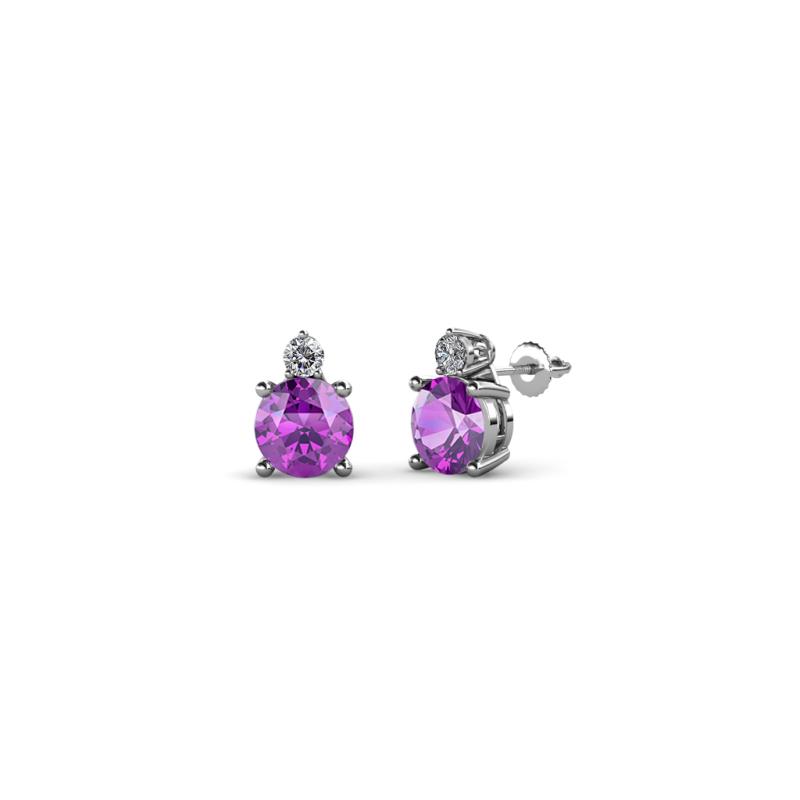 Viera Amethyst and Diamond Two Stone Stud Earrings 