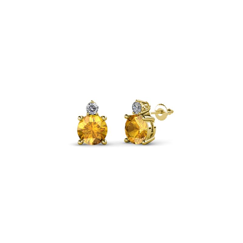 Viera Citrine and Diamond Two Stone Stud Earrings 