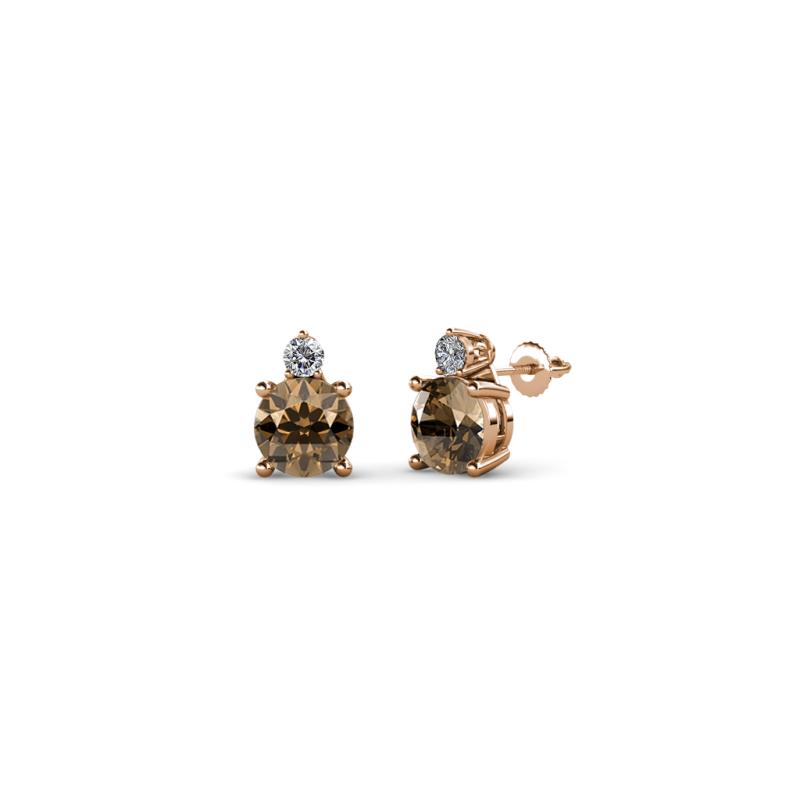 Viera Smoky Quartz and Diamond Two Stone Stud Earrings 