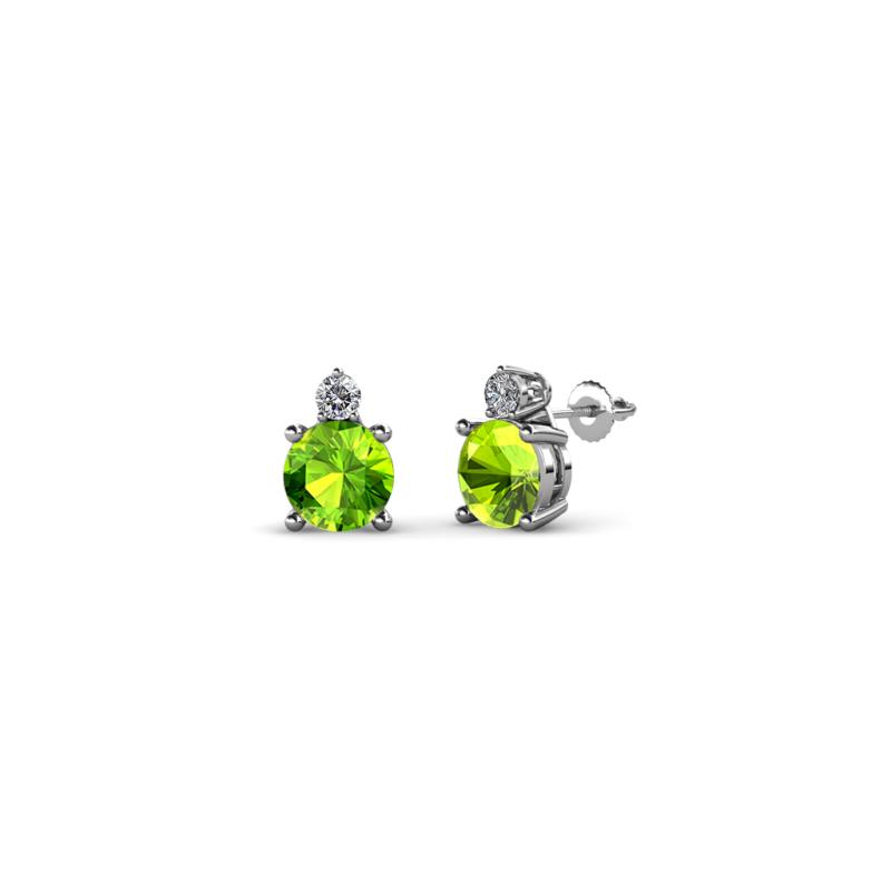 Viera Peridot and Diamond Two Stone Stud Earrings 