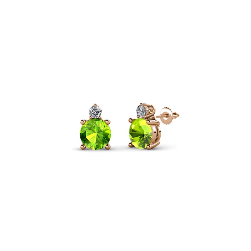 Viera Peridot and Diamond Two Stone Stud Earrings 