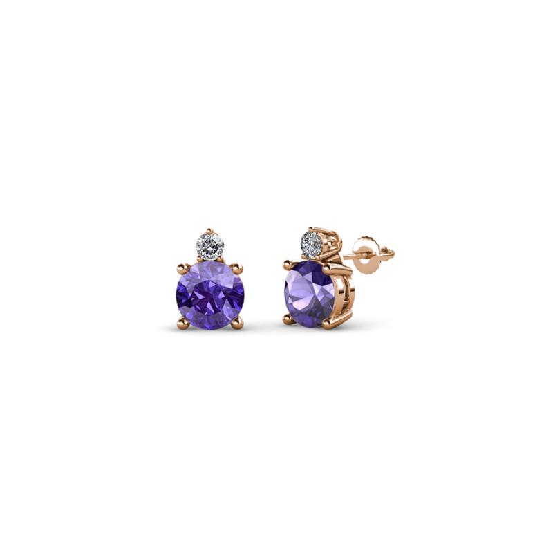 Viera Iolite and Diamond Two Stone Stud Earrings 