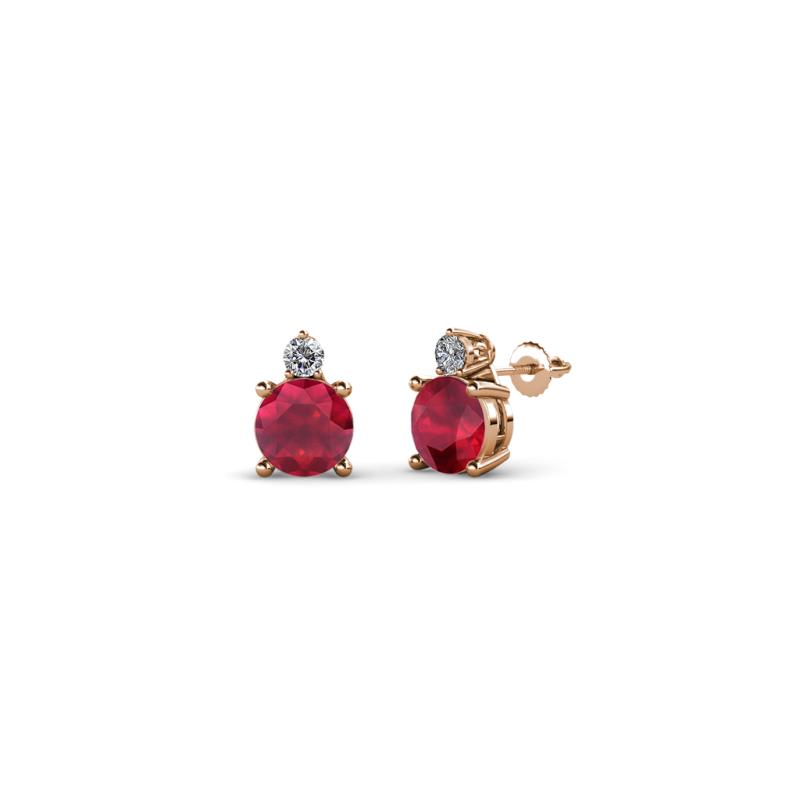 Viera Ruby and Diamond Two Stone Stud Earrings 
