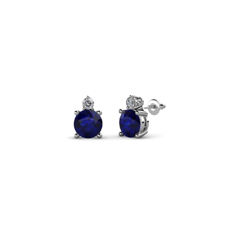 Viera Blue Sapphire and Diamond Two Stone Stud Earrings 