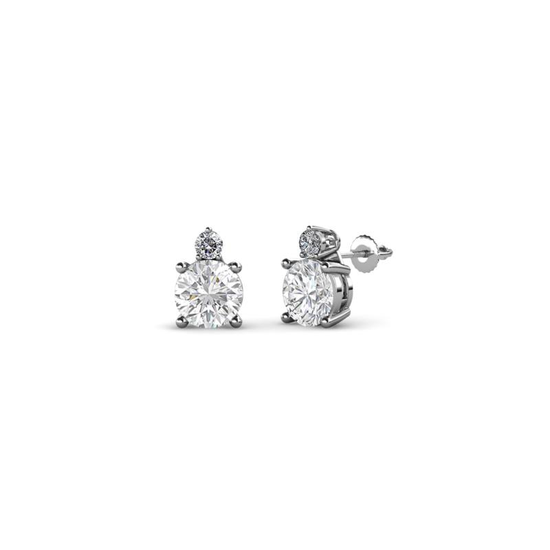 Viera White Sapphire and Diamond Two Stone Stud Earrings 