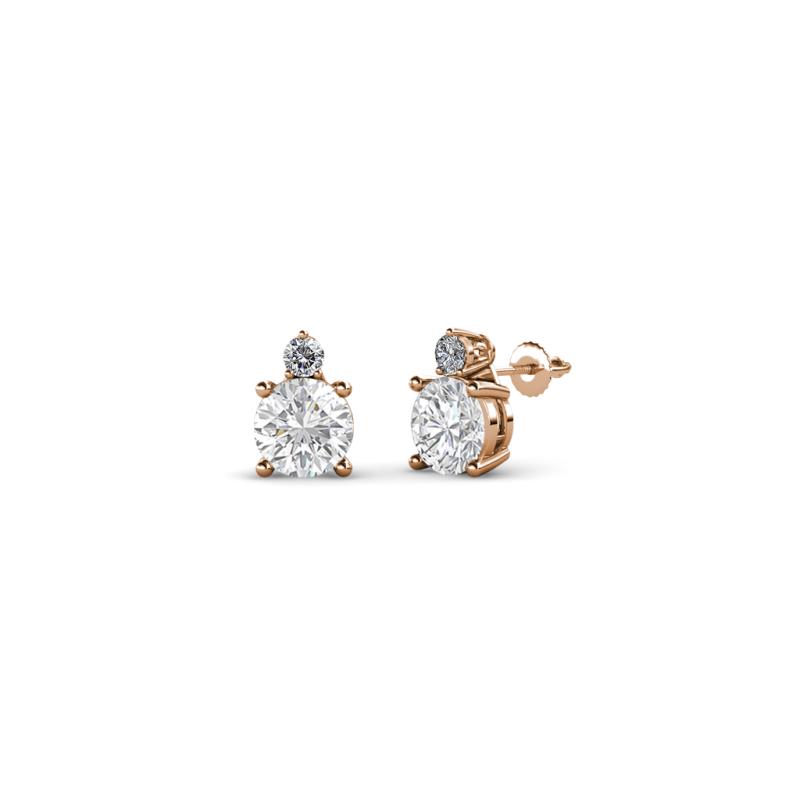 Viera White Sapphire and Diamond Two Stone Stud Earrings 