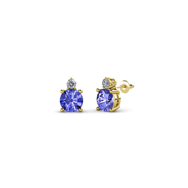 Viera Tanzanite and Diamond Two Stone Stud Earrings 