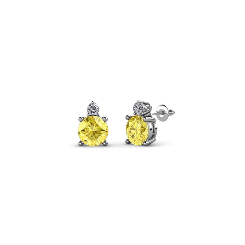 Viera Yellow Sapphire and Diamond Two Stone Stud Earrings 