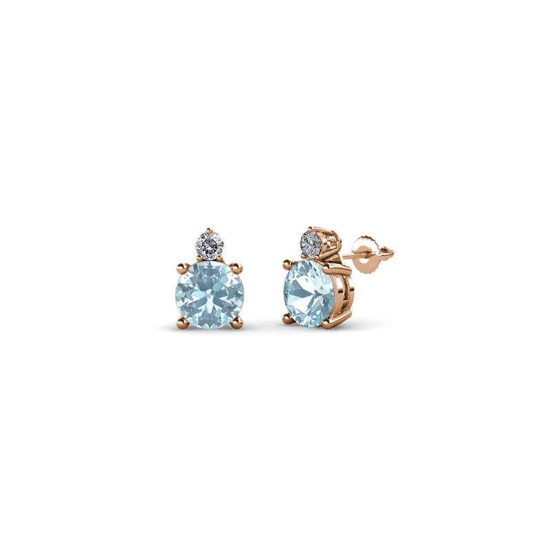 Viera Aquamarine and Diamond Two Stone Stud Earrings 