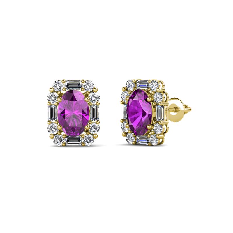 Abia Amethyst and Diamond Halo Stud Earrings 