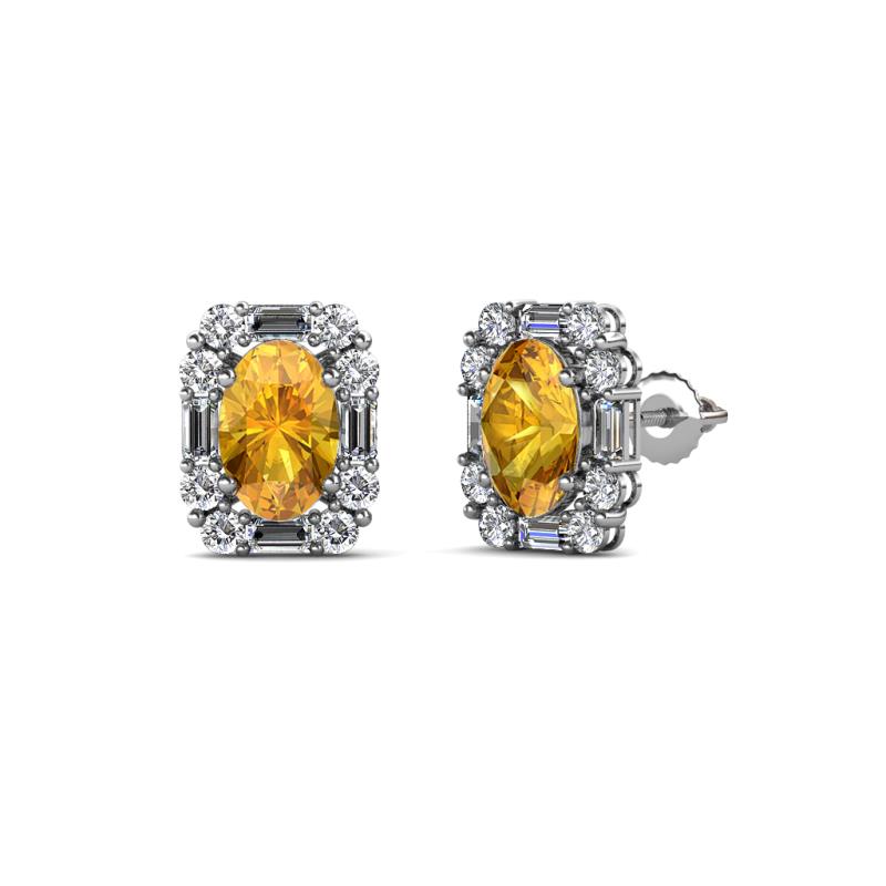 Abia Citrine and Diamond Halo Stud Earrings 