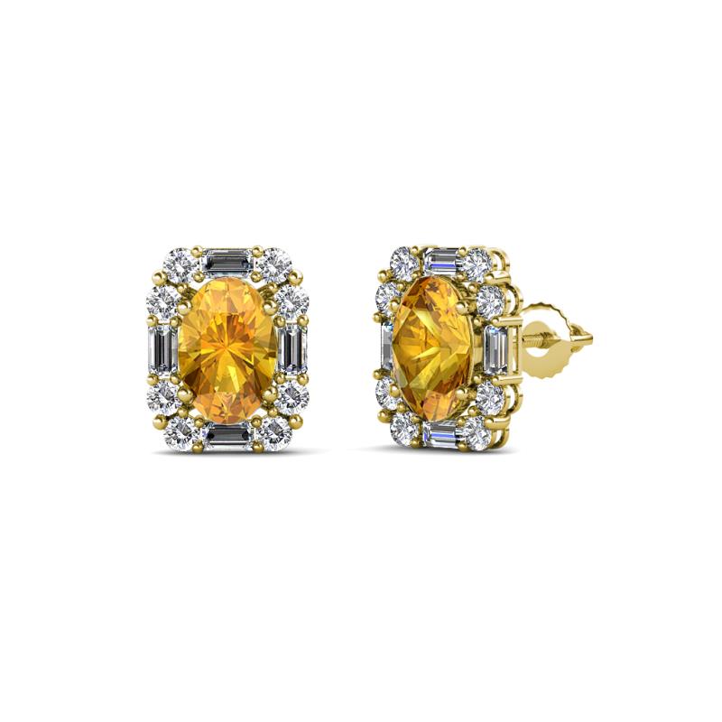 Abia Citrine and Diamond Halo Stud Earrings 