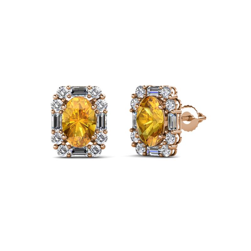 Abia Citrine and Diamond Halo Stud Earrings 