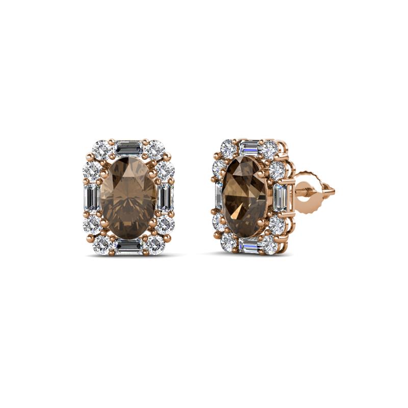 Abia Smoky Quartz and Diamond Halo Stud Earrings 