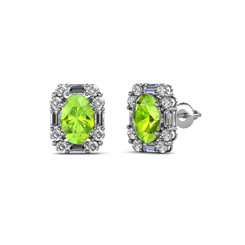 Abia Peridot and Diamond Halo Stud Earrings 