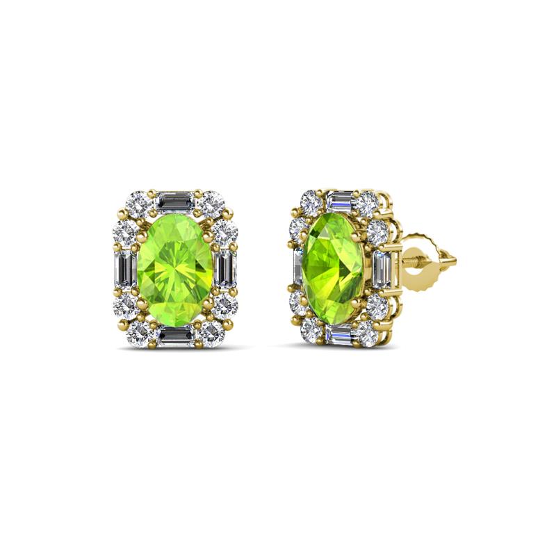 Abia Peridot and Diamond Halo Stud Earrings 