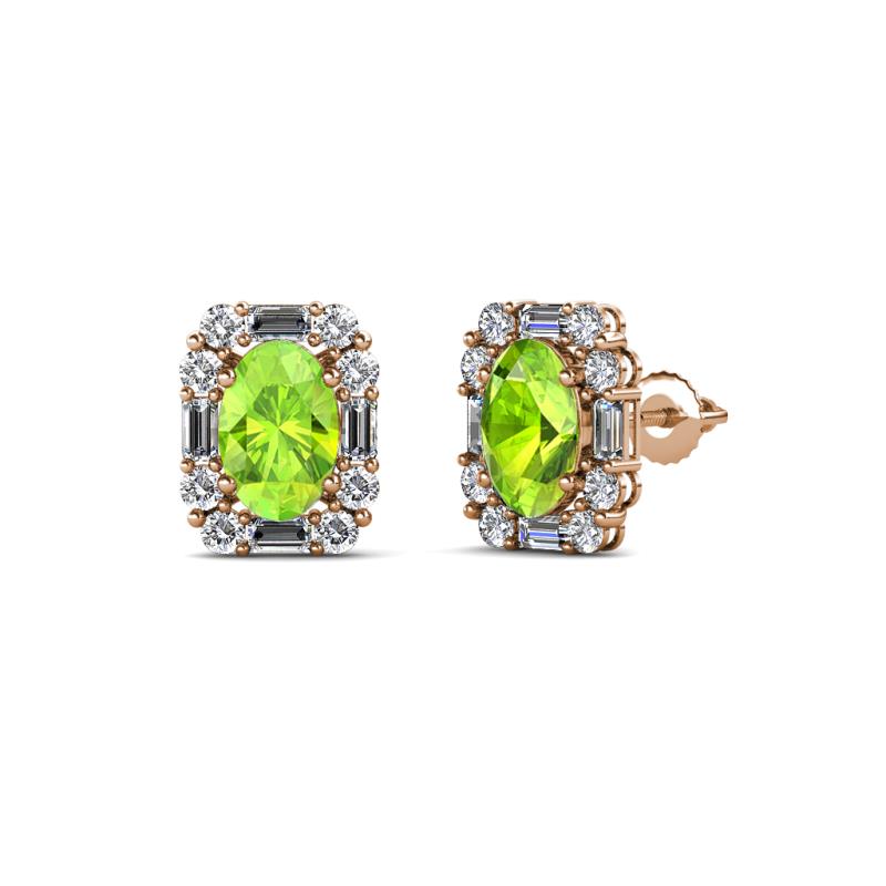 Abia Peridot and Diamond Halo Stud Earrings 