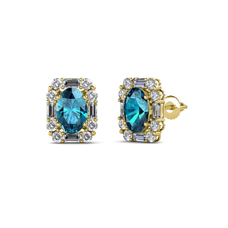 Abia London Blue Topaz and Diamond Halo Stud Earrings 