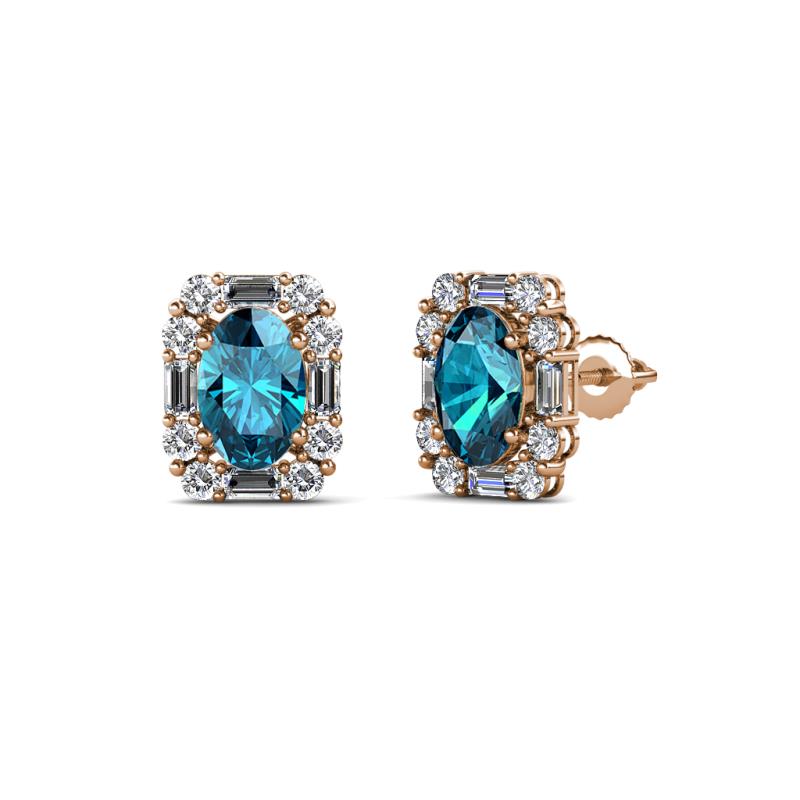 Abia London Blue Topaz and Diamond Halo Stud Earrings 
