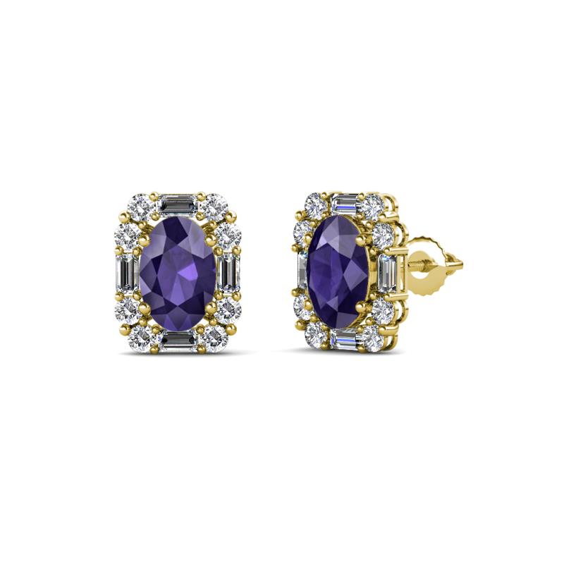 Abia Iolite and Diamond Halo Stud Earrings 