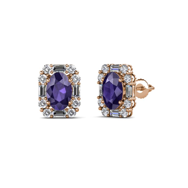 Abia Iolite and Diamond Halo Stud Earrings 