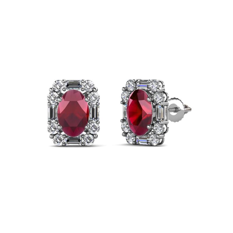 Abia Ruby and Diamond Halo Stud Earrings 