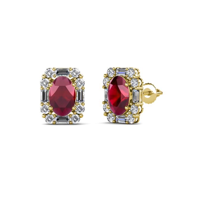 Abia Ruby and Diamond Halo Stud Earrings 
