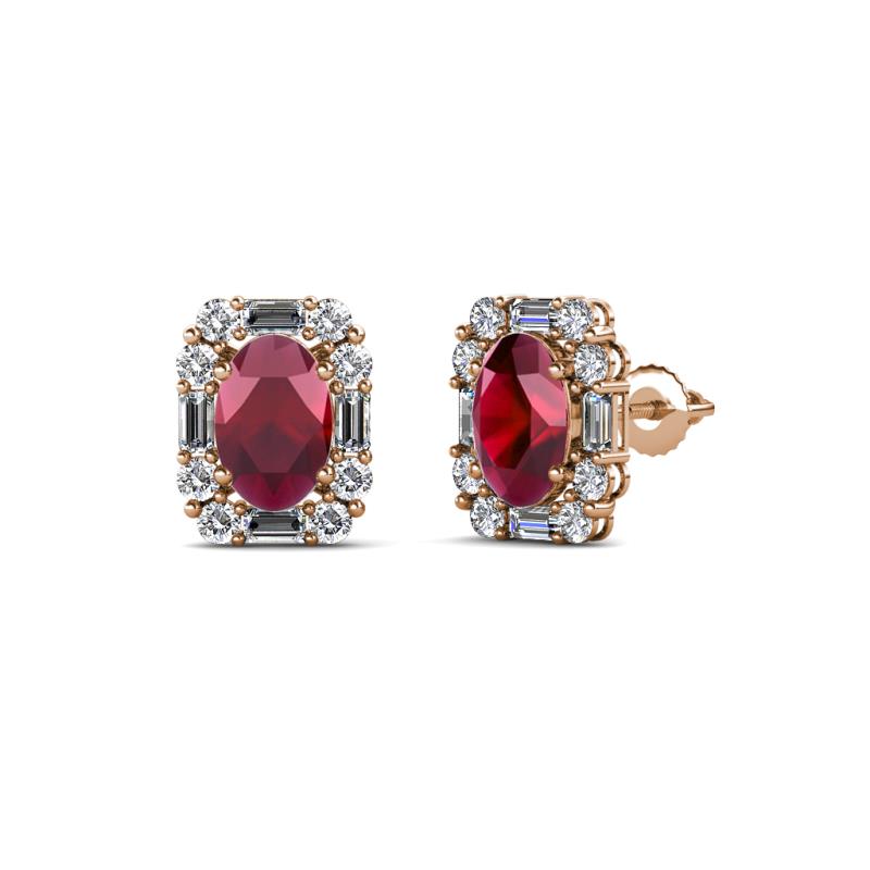 Abia Ruby and Diamond Halo Stud Earrings 