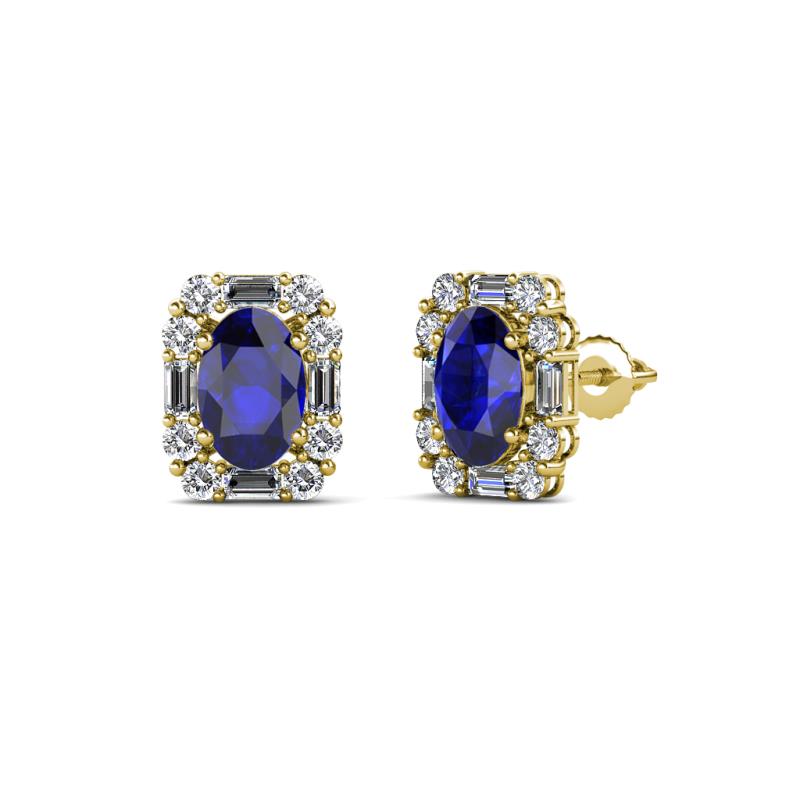 Abia Blue Sapphire and Diamond Halo Stud Earrings 