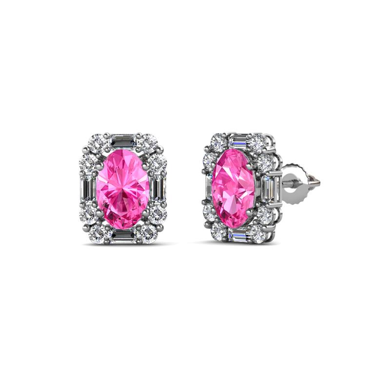 Abia Pink Sapphire and Diamond Halo Stud Earrings 