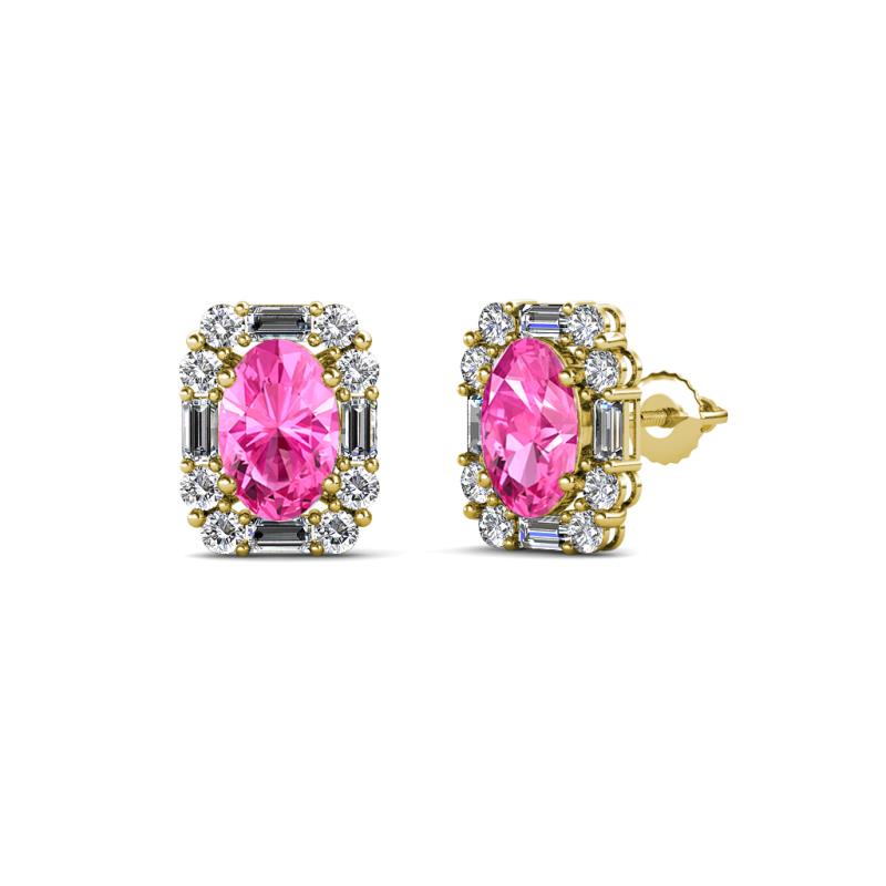 Abia Pink Sapphire and Diamond Halo Stud Earrings 