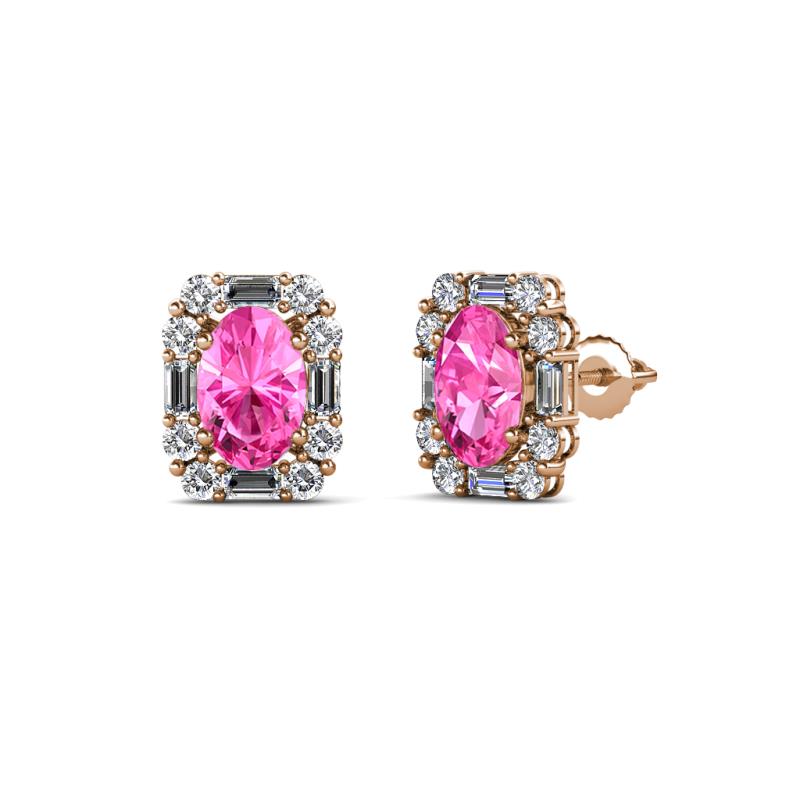 Abia Pink Sapphire and Diamond Halo Stud Earrings 