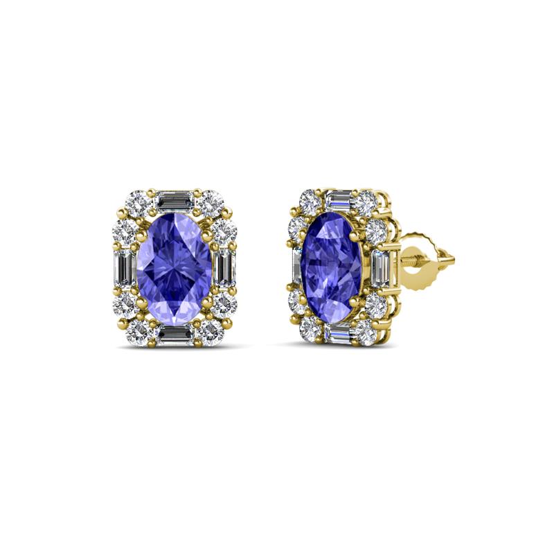 Abia Tanzanite and Diamond Halo Stud Earrings 
