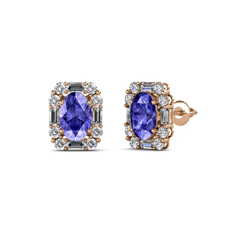 Abia Tanzanite and Diamond Halo Stud Earrings 