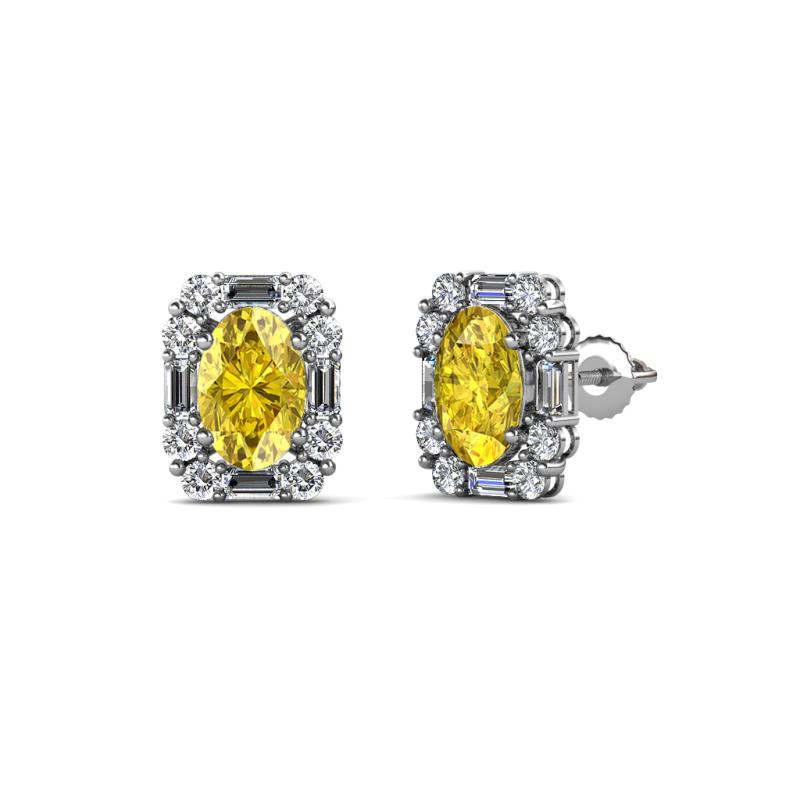 Abia Yellow Sapphire and Diamond Halo Stud Earrings 