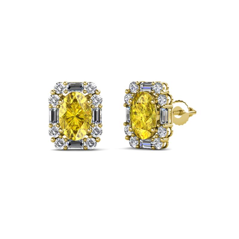 Abia Yellow Sapphire and Diamond Halo Stud Earrings 