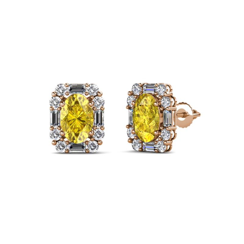 Abia Yellow Sapphire and Diamond Halo Stud Earrings 