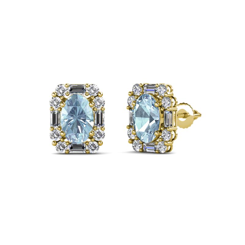 Abia Aquamarine and Diamond Halo Stud Earrings 