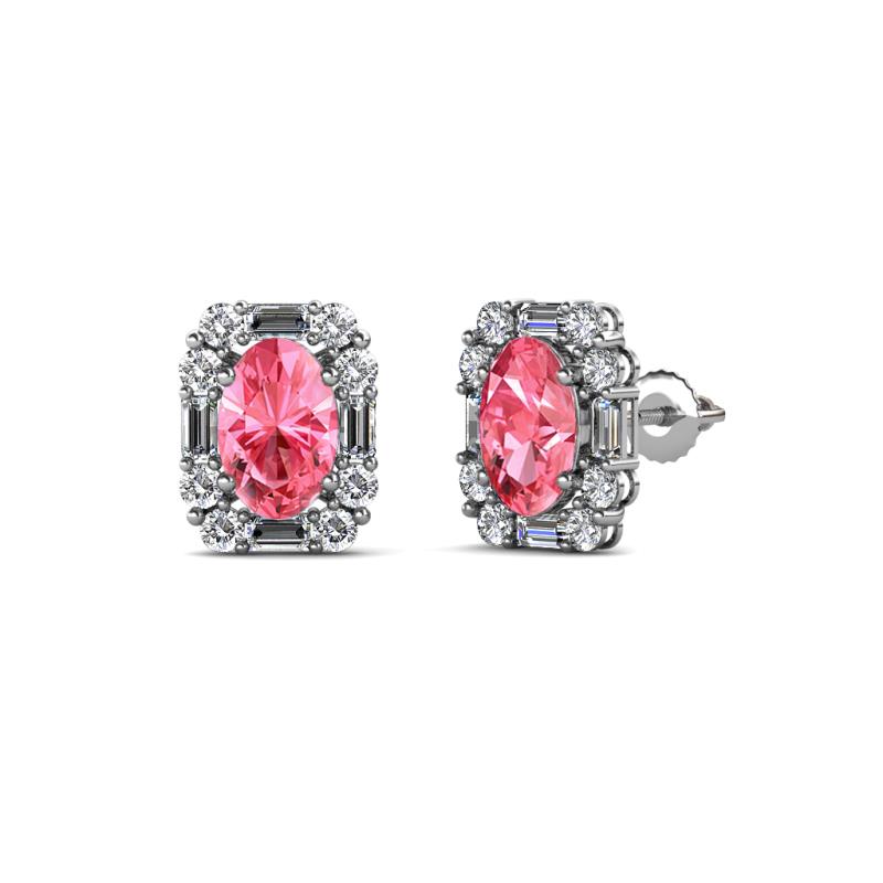 Abia Pink Tourmaline and Diamond Halo Stud Earrings 