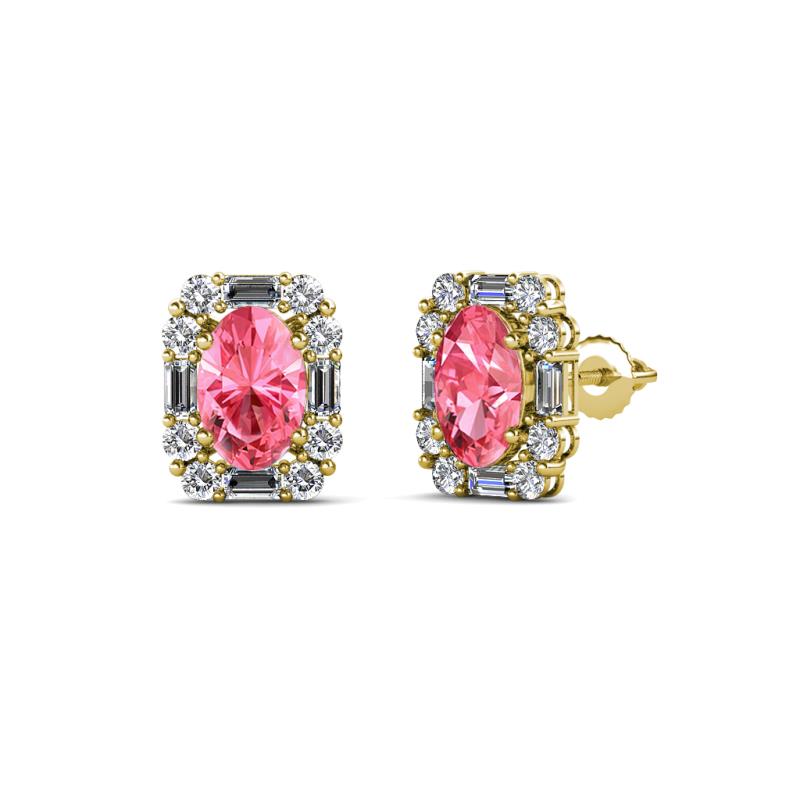Abia Pink Tourmaline and Diamond Halo Stud Earrings 