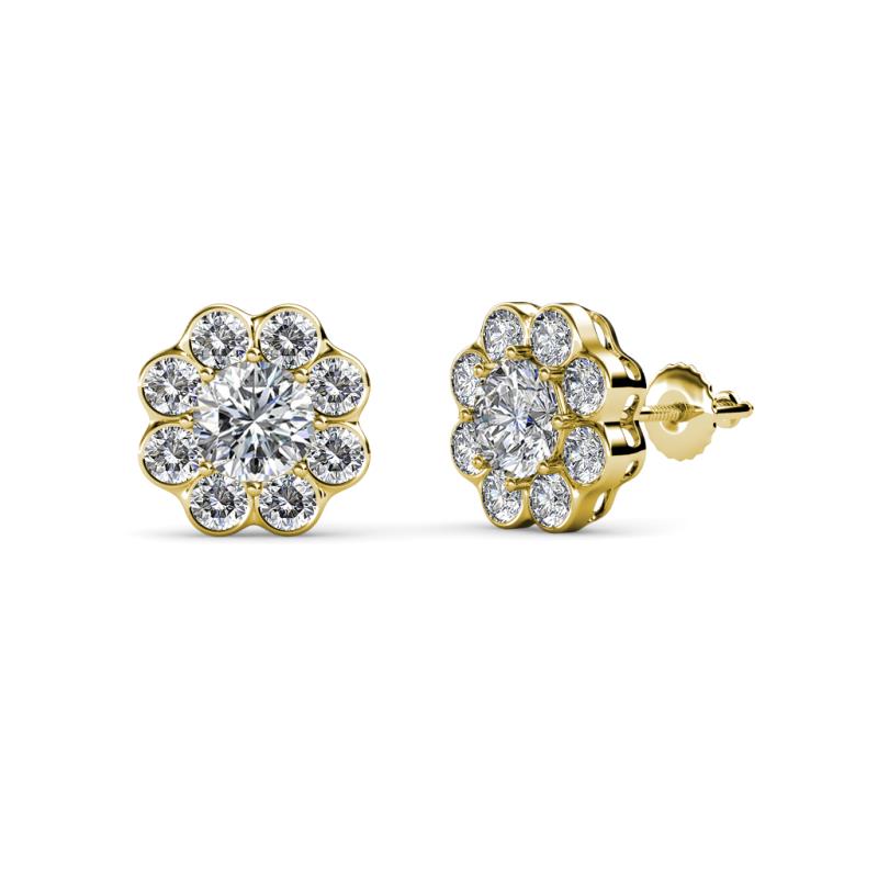 Fleur Diamond Floral Halo Stud Earrings 