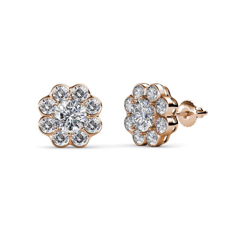 Fleur Diamond Floral Halo Stud Earrings 