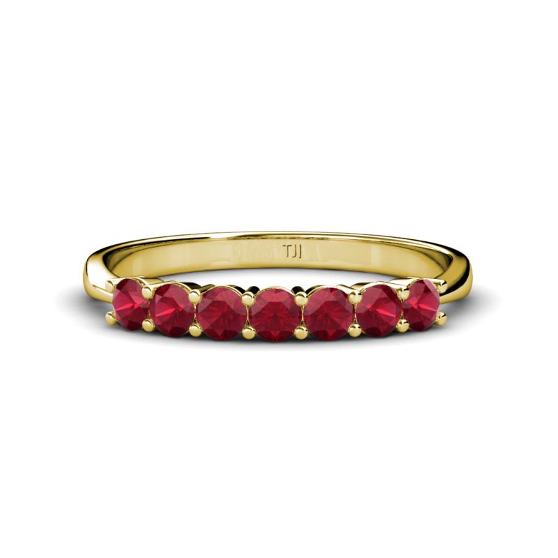 Reina 3.00 mm Ruby 7 Stone Wedding Band 