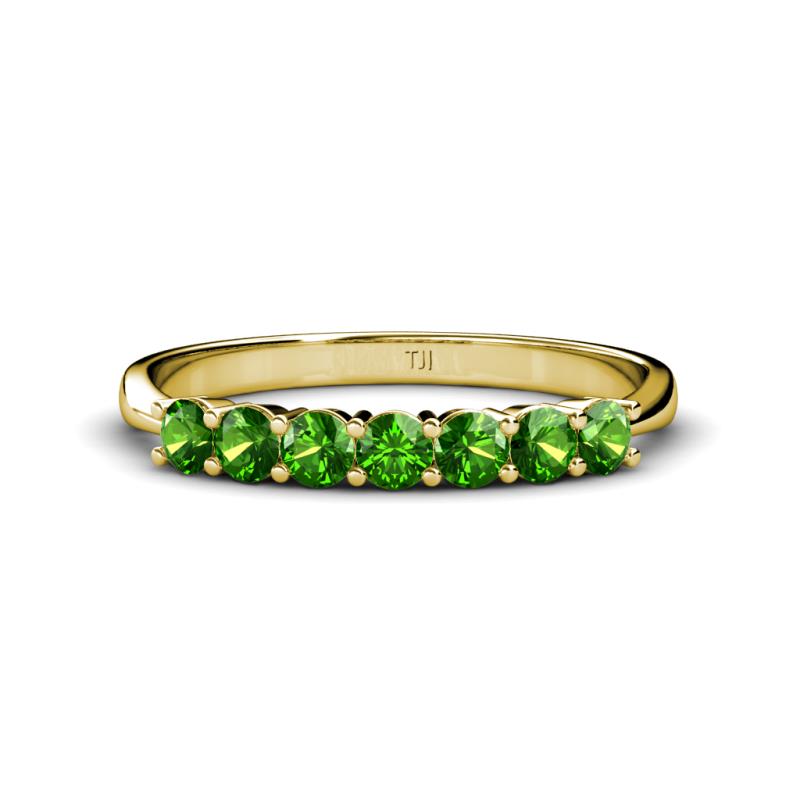 Reina 3.00 mm Green Garnet 7 Stone Wedding Band 